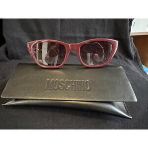 Moschino Burgundy Cat Eye Sunglasses with Gold Buckle Detail